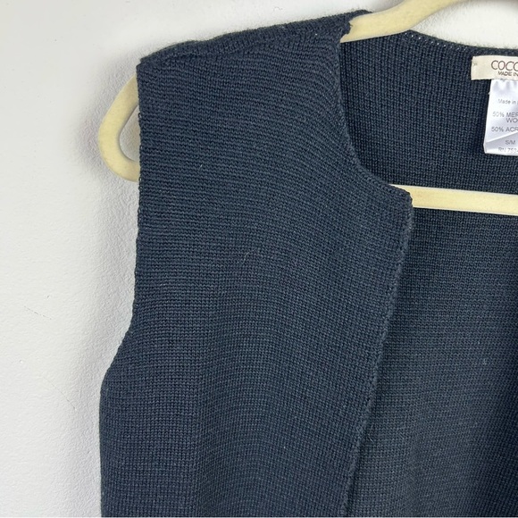 Cocogio Made in Italy Merino Wool blend sleeveless duster black size: S/M - Picture 4 of 9